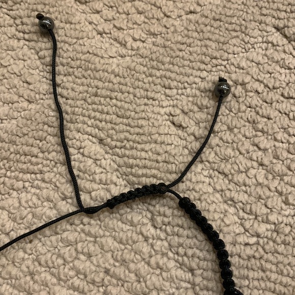 Ajustable black beaded necklace with pearled black beads alternating - Picture 4 of 4